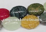 CFG247 15.5 inches 15*20mm carved oval mixed gemstone beads