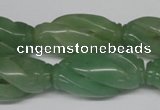 CFG252 15.5 inches 15*30mm carved rice green aventurine beads