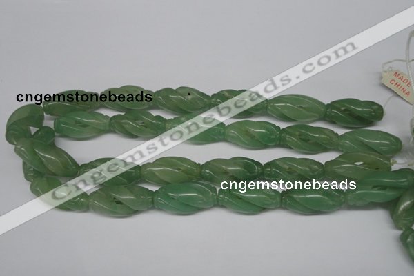 CFG252 15.5 inches 15*30mm carved rice green aventurine beads