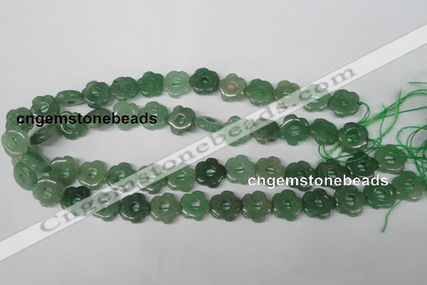 CFG255 15.5 inches 15mm carved flower green aventurine beads