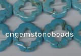 CFG256 15.5 inches 20mm carved flower turquoise beads