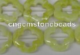CFG257 15.5 inches 20mm carved flower lemon jade gemstone beads