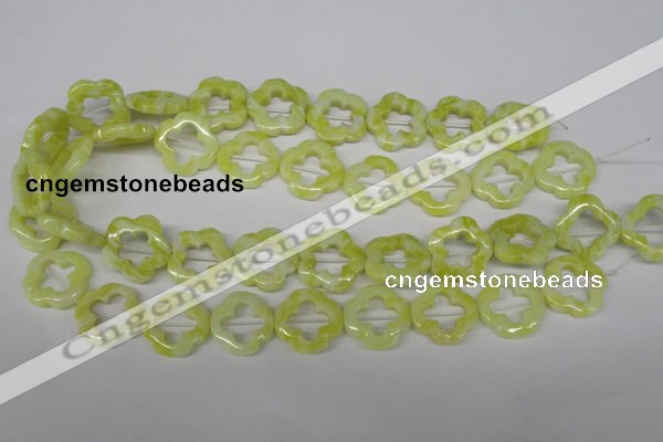 CFG257 15.5 inches 20mm carved flower lemon jade gemstone beads