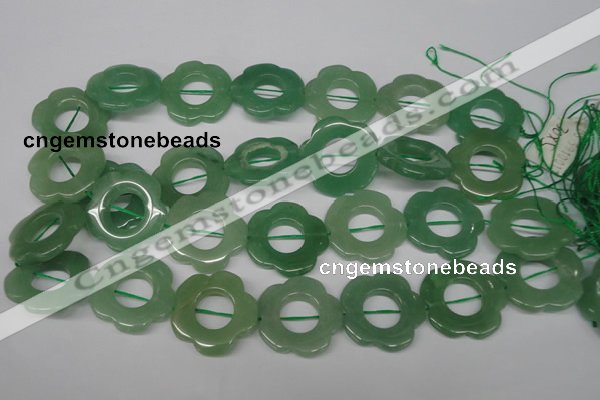 CFG261 15.5 inches 30mm carved flower green aventurine beads