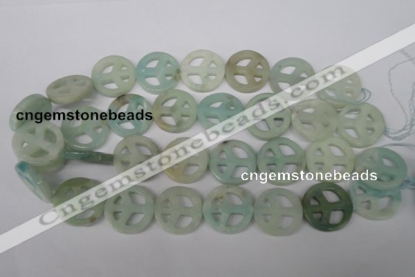 CFG265 15.5 inches 25mm carved coin amazonite gemstone beads