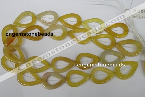 CFG266 15.5 inches 28*35mm carved teardrop yellow agate beads