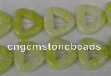 CFG275 15.5 inches 15*15mm carved triangle lemon jade beads