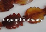 CFG279 15.5 inches 16*24mm carved leaf red agate beads