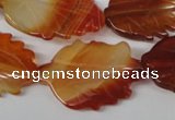 CFG280 15.5 inches 20*30mm carved leaf red agate beads