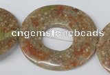 CFG282 15.5 inches 40*45mm carved oval unakite gemstone beads