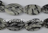 CFG293 15.5 inches 15*20mm carved oval black water jasper beads