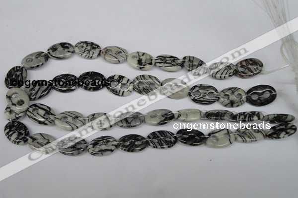 CFG293 15.5 inches 15*20mm carved oval black water jasper beads