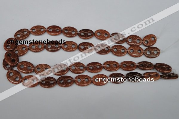 CFG295 15.5 inches 15*20mm carved oval goldstone beads