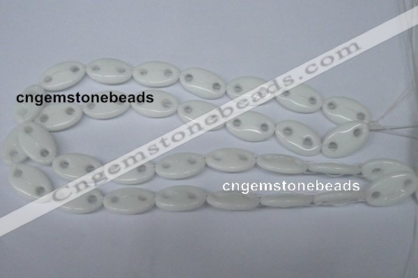 CFG298 15.5 inches 15*25mm carved oval white stone beads