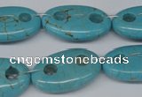 CFG299 15.5 inches 16*26mm carved oval turquoise beads