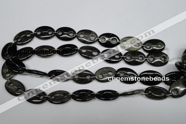 CFG302 15.5 inches 18*25mm carved oval golden obsidian beads