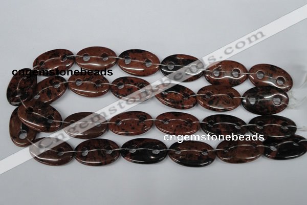 CFG305 15.5 inches 20*30mm carved oval mahogany obsidian beads