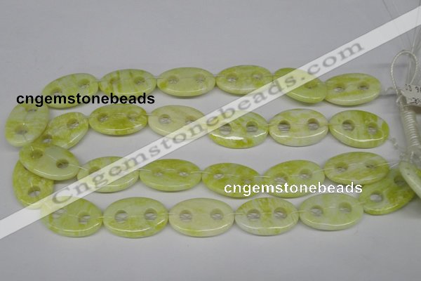 CFG308 15.5 inches 20*30mm carved oval lemon jade gemstone beads