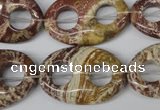 CFG309 15.5 inches 20*30mm carved oval dyed stripe jasper beads