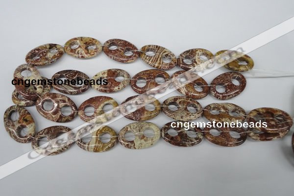 CFG309 15.5 inches 20*30mm carved oval dyed stripe jasper beads