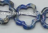 CFG32 15.5 inches 30mm carved flower lapis lazuli gemstone beads