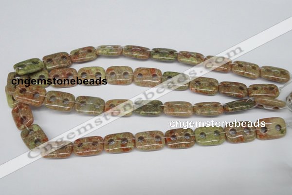 CFG321 15.5 inches 15*20mm carved rectangle unakite beads