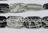 CFG325 15.5 inches 15*20mm carved rectangle black water jasper beads
