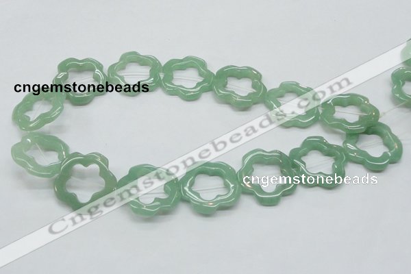 CFG34 15.5 inches 30mm carved flower green aventurine jade beads