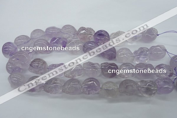 CFG342 15.5 inches 18*22mm carved skull amethyst beads