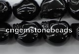 CFG345 15.5 inches 17*19mm carved skull black agate beads