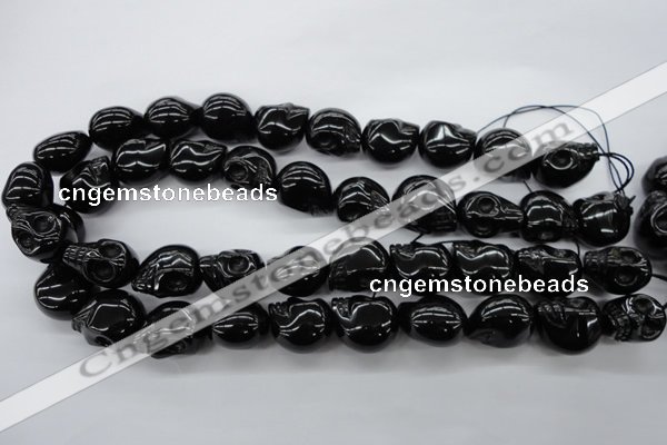 CFG345 15.5 inches 17*19mm carved skull black agate beads