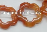 CFG35 15.5 inches 30mm carved flower red aventurine jade beads