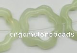 CFG36 15.5 inches 30mm carved flower green jade beads