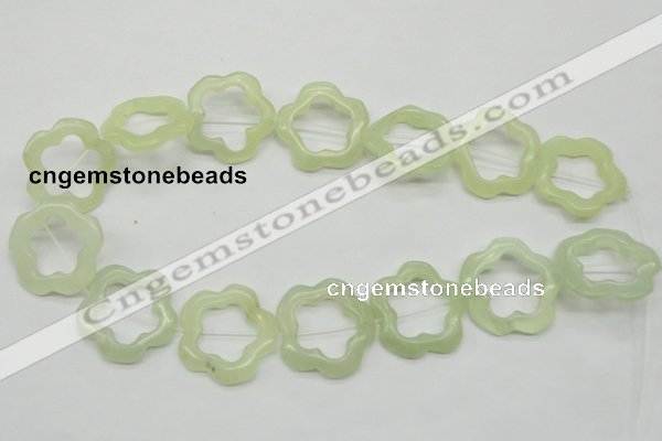 CFG36 15.5 inches 30mm carved flower green jade beads