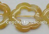 CFG39 15.5 inches 35mm carved flower yellow jade gemstone beads