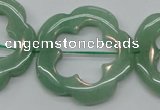 CFG40 15.5 inches 35mm carved flower green aventurine jade beads