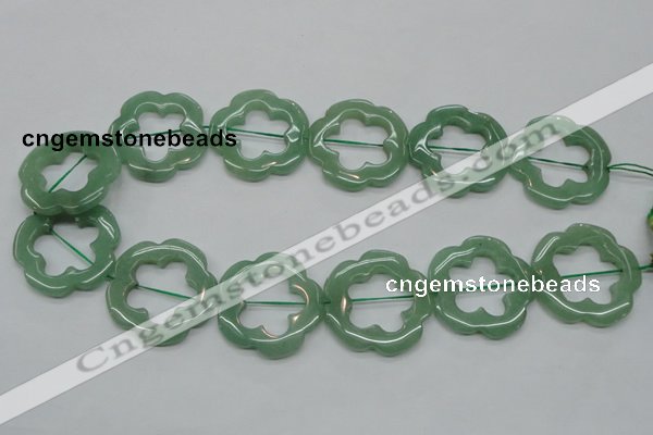 CFG40 15.5 inches 35mm carved flower green aventurine jade beads