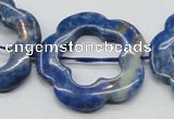 CFG41 15.5 inches 35mm carved flower lapis lazuli gemstone beads