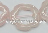 CFG42 15.5 inches 35mm carved flower rose quartz beads wholesale