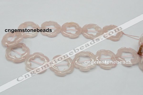 CFG42 15.5 inches 35mm carved flower rose quartz beads wholesale