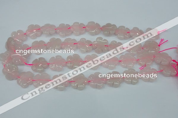 CFG450 15.5 inches 20mm carved flower rose quartz beads
