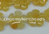 CFG457 15.5 inches 20mm carved flower yellow jade beads