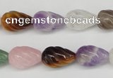 CFG51 15.5 inches 10*16mm carved teardrop mixed gemstone beads