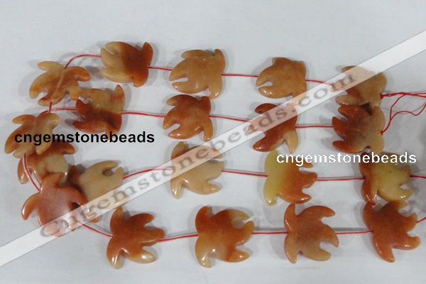 CFG511 15.5 inches 24*28mm carved animal red aventurine beads