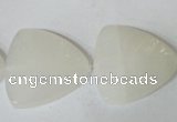 CFG525 15.5 inches 25*25mm carved triangle white jade beads