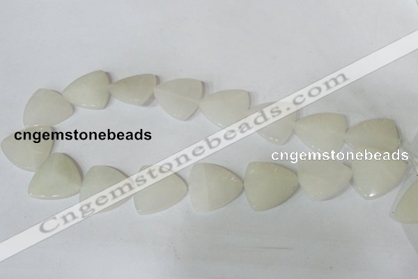 CFG525 15.5 inches 25*25mm carved triangle white jade beads