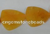 CFG527 15.5 inches 25*25mm carved triangle yellow aventurine beads