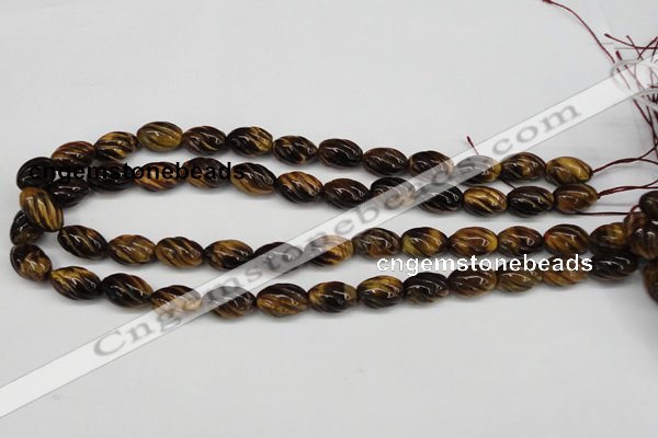 CFG53 15.5 inches 10*16mm carved rice yellow tiger eye gemstone beads