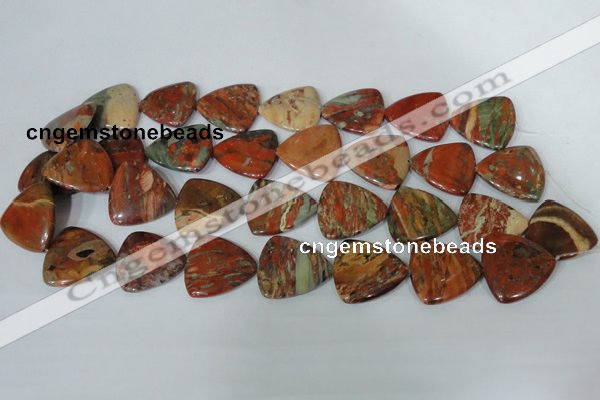 CFG533 15.5 inches 25*25mm carved triangle brecciated jasper beads