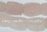 CFG546 15.5 inches 15*20mm carved brick rose quartz beads